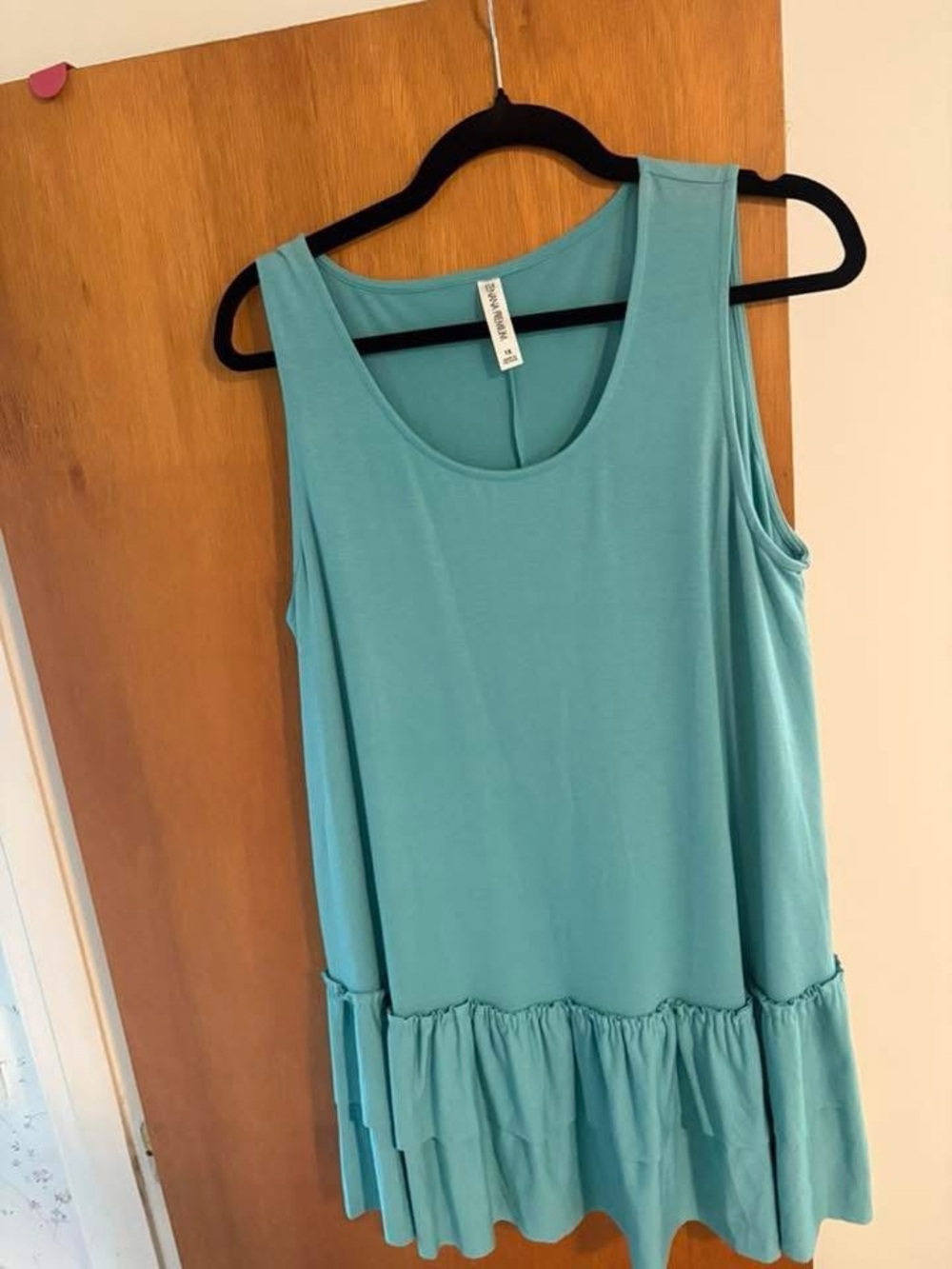 Sleeveless Teal Ruffle Hem Tank w/ shorts